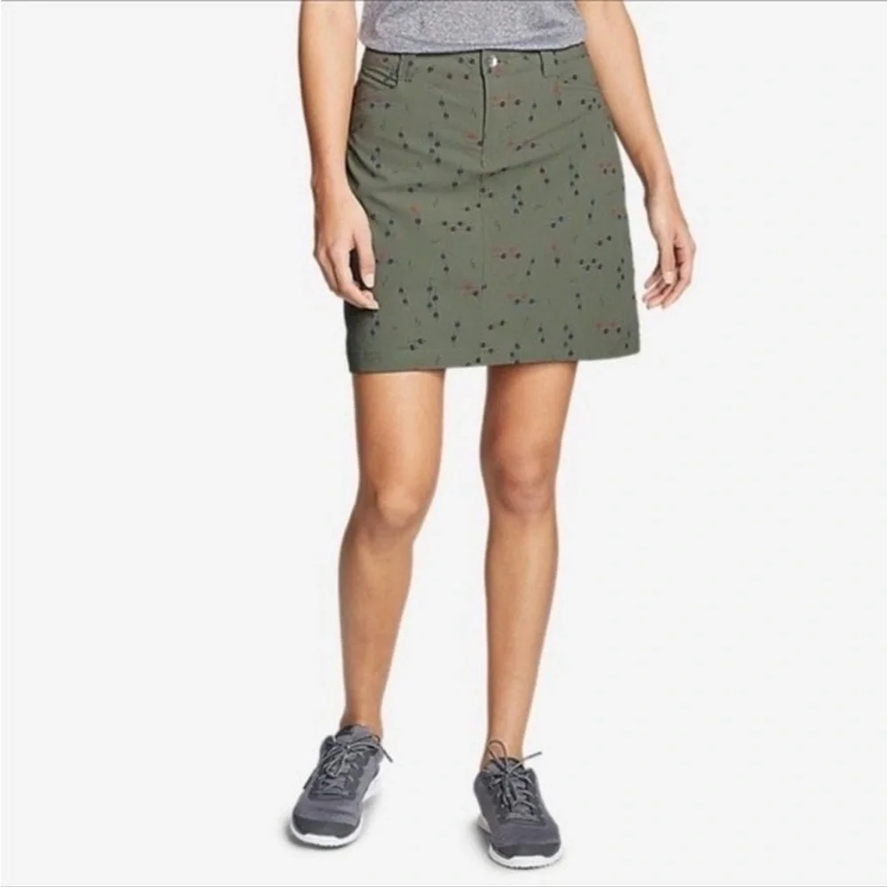 Eddie Bauer Adventurer 2.0 Olive Green Horizon Skirt Skort Shorts Arrow UPF 50